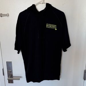 Black Boxing Hoodie with Yellow Print